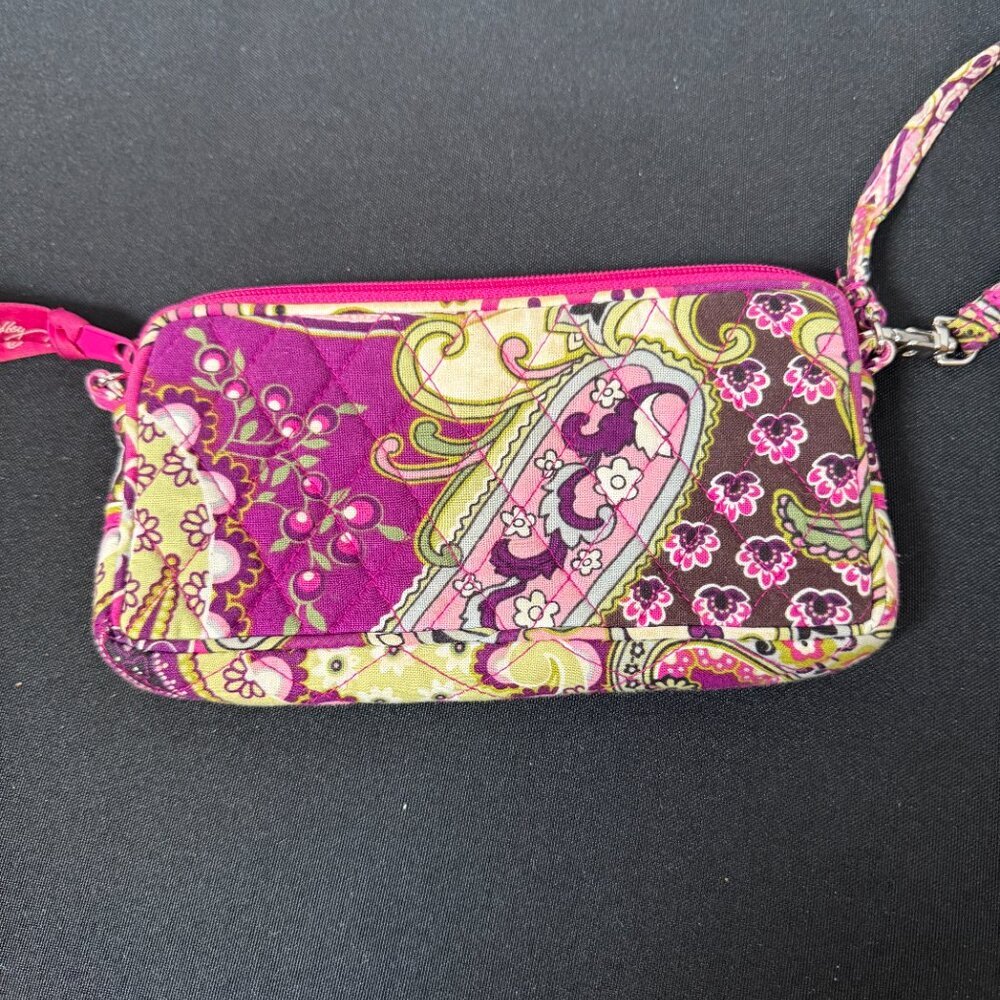 Vera Bradley Quilted Tote Bag Pink Purple Floral + Matching Wristlet Set - Picture 7 of 12